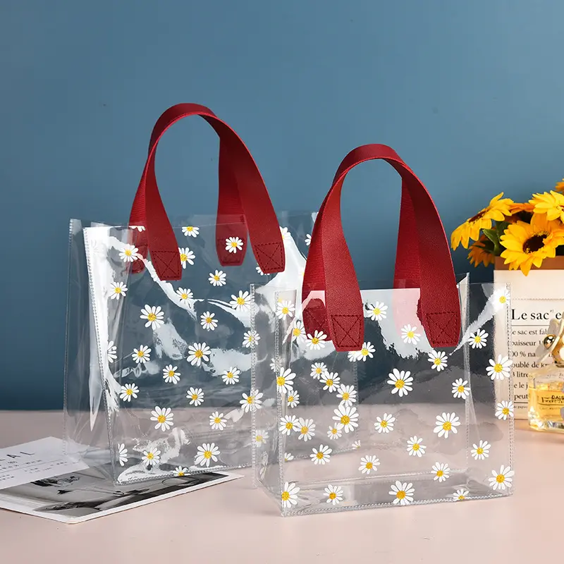 Women Clear Pvc Tote Bag Handbag Lightweight Top Handle Shopping Bag Waterproof Pvc Transparent Shopping Bags Shoulder Handbag