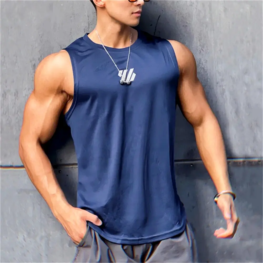 Men's Summer Gym Speed Dry Vest High Quality Mesh Shirt Sleeveless T-shirt Male Tank Tops Basketball Running Fitness Sports Vest