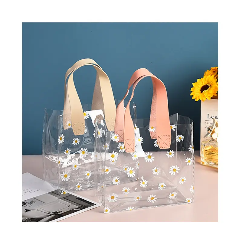 Women Clear Pvc Tote Bag Handbag Lightweight Top Handle Shopping Bag Waterproof Pvc Transparent Shopping Bags Shoulder Handbag