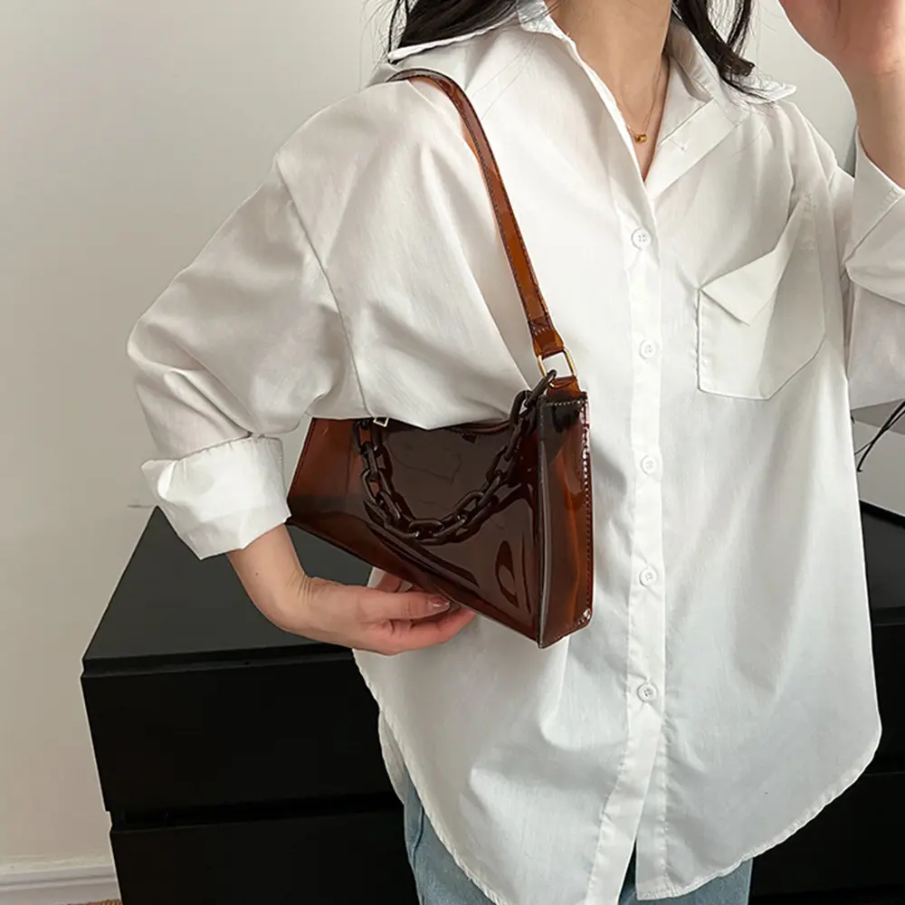 2023 Fashion Pvc Jelly Shoulder Bag Ladies Candy Color Mini Satchel Acrylic Chain Bag Solid Color Transparent Underarm Phone Bag