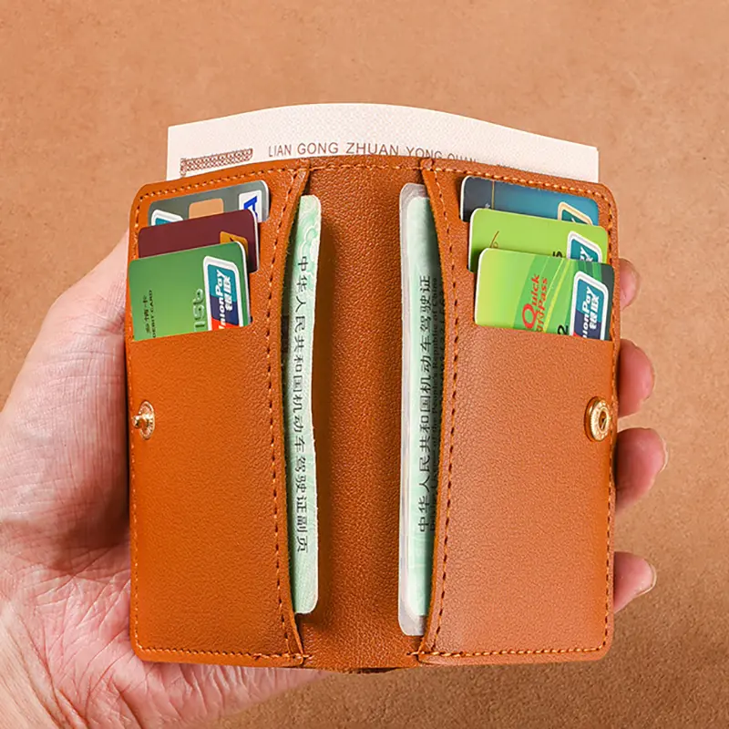 High Brand Card Bag Two Fold Buckle Small Wallet Portable Bank Card Driver'S License Two In One Ultra Light Thin Card Bag Wallet