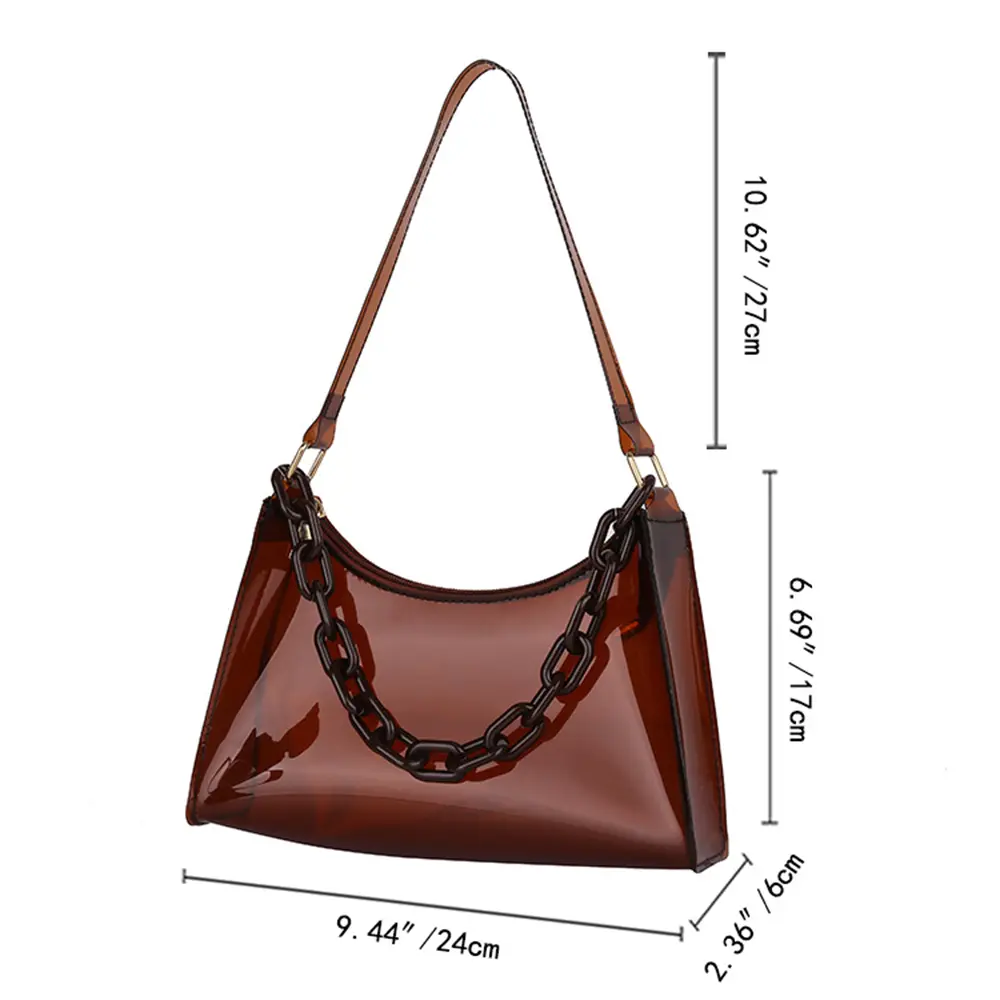 2023 Fashion Pvc Jelly Shoulder Bag Ladies Candy Color Mini Satchel Acrylic Chain Bag Solid Color Transparent Underarm Phone Bag