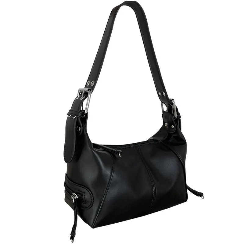 Fashion Cool Girls Underarm Bag Small Shoulder Bag Women'S Soft Pu Leather Hobos Retro Motorcyclist Y2k Female Purse Handbag