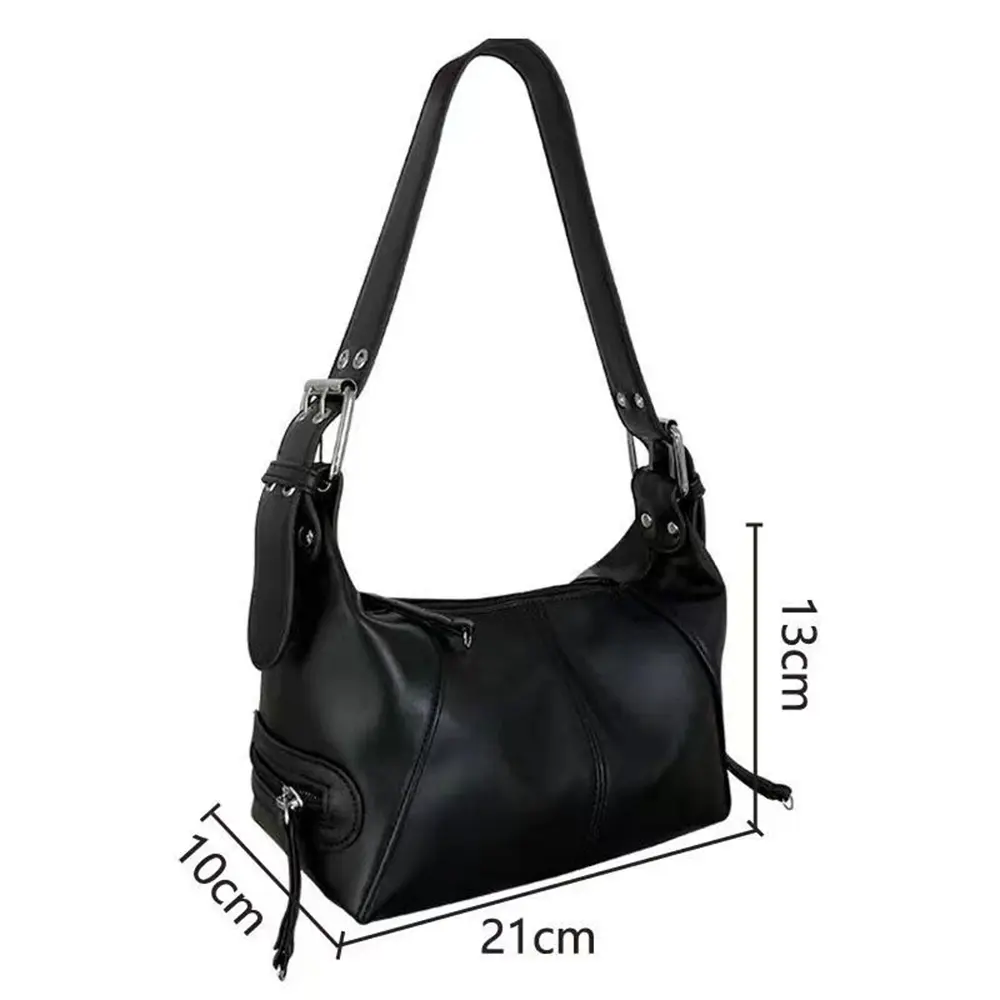 Fashion Cool Girls Underarm Bag Small Shoulder Bag Women'S Soft Pu Leather Hobos Retro Motorcyclist Y2k Female Purse Handbag