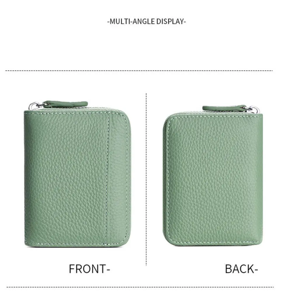 Credit Card Holder Wallet Rfid Blocking Slim Genuine Leather Organizer Zipper Pocket Id Card Pouch Case Purse With 20 Card Slots