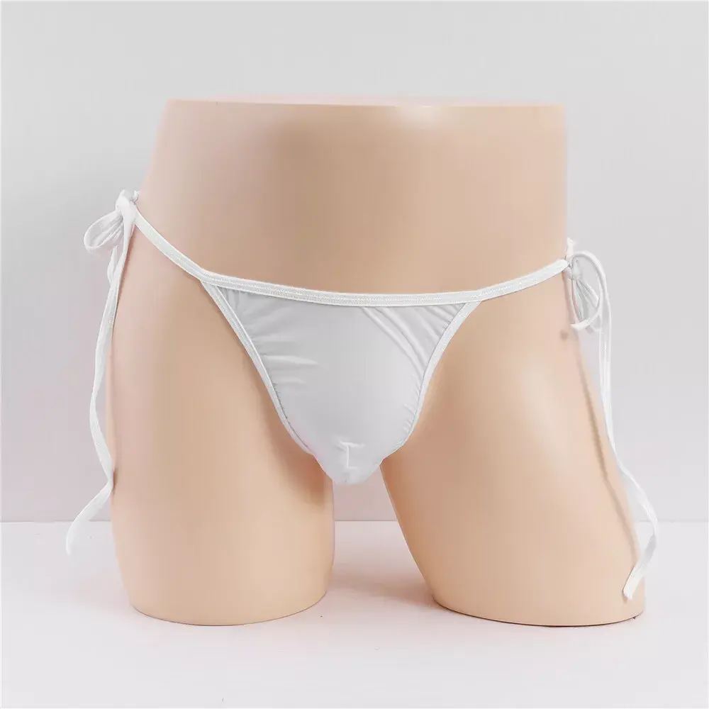 Sexy Men Lingerie Smooth Briefs Bikini Thong Tie Side String Lace Up Underwear Soft Underpants Breathable Underwear Loose