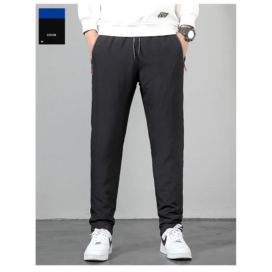 2024 Winter Men Casual Down Pants Thick Sweatpants Drawstring Trousers Men Fleece Running Pants Warm Velvet Ankle-Tied Pants