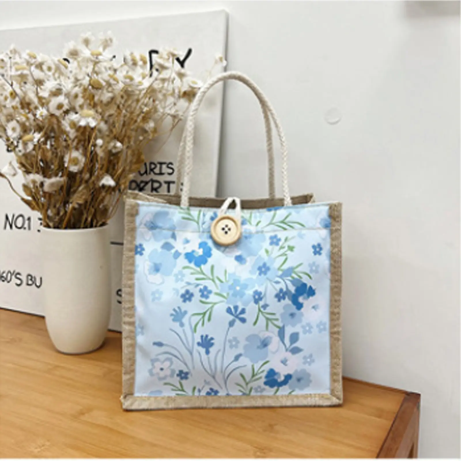 Floral Canvas Bag Women'S Bag Small Fresh Shoulder Bag Fashionable Tote Bag Large Quility Women Shopping Bag