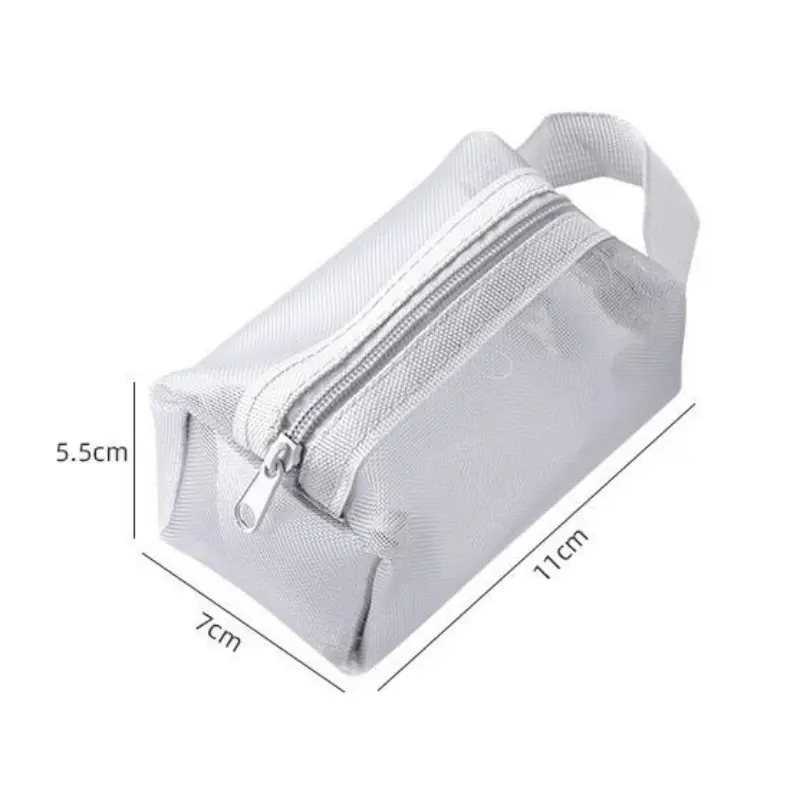 Portable Square Mesh Storage Pouch Breathable Cosmetic Bag Key Organizer Bags Travel Make Up Bag