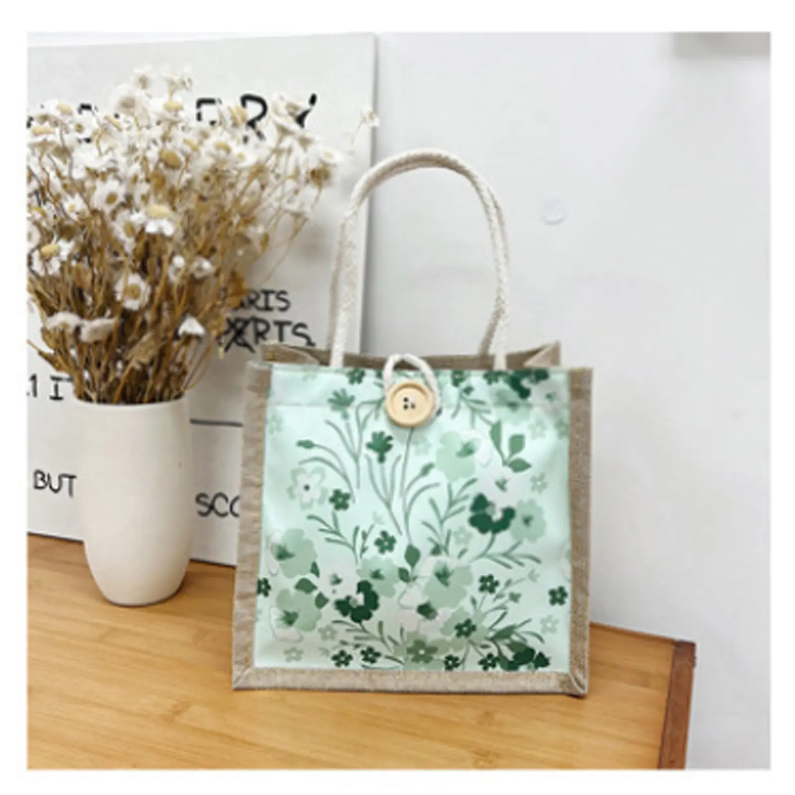 Floral Canvas Bag Women'S Bag Small Fresh Shoulder Bag Fashionable Tote Bag Large Quility Women Shopping Bag