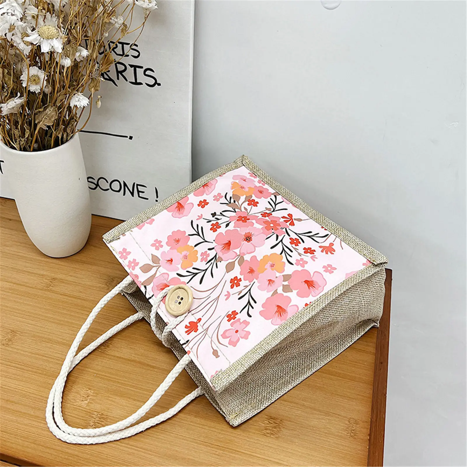 Floral Canvas Bag Women'S Bag Small Fresh Shoulder Bag Fashionable Tote Bag Large Quility Women Shopping Bag