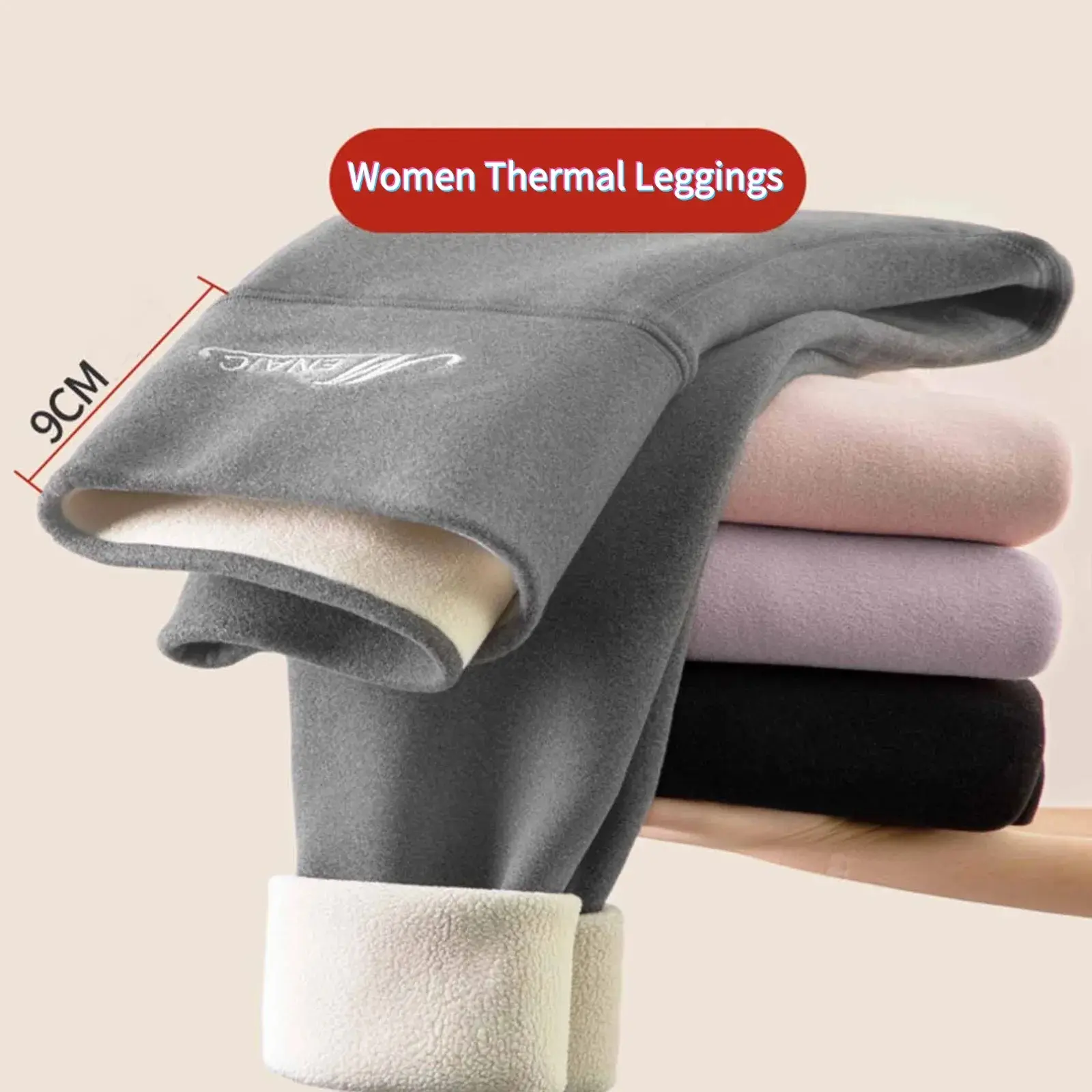 Winter Fleece Lined Leggings Women High Waist Velvet Keep Warm Pants Solid Comfortable Stretchy Thermal Tights Plus Size Leggins
