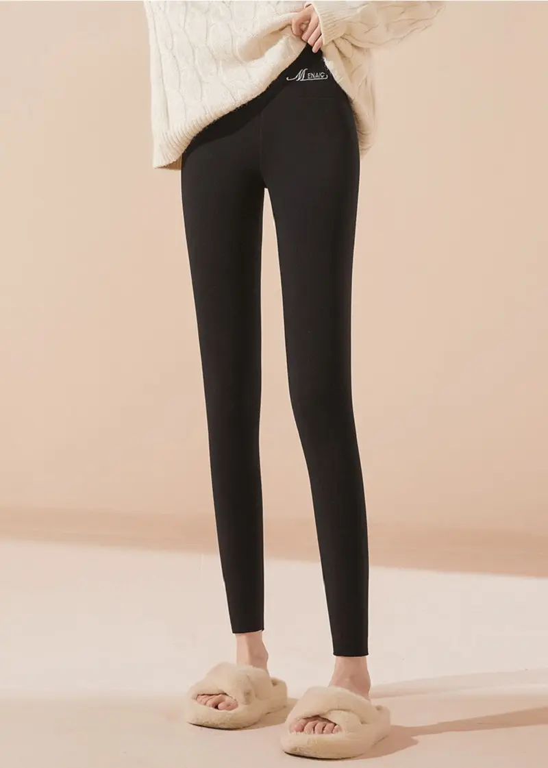 Winter Fleece Lined Leggings Women High Waist Velvet Keep Warm Pants Solid Comfortable Stretchy Thermal Tights Plus Size Leggins