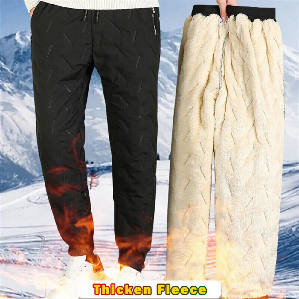 New Autumn Winter Men Lambswool Sweatpants Casual Fleece Warml Thicken Joggers Pants Waterproof Black Gray Male Thermal Trousers