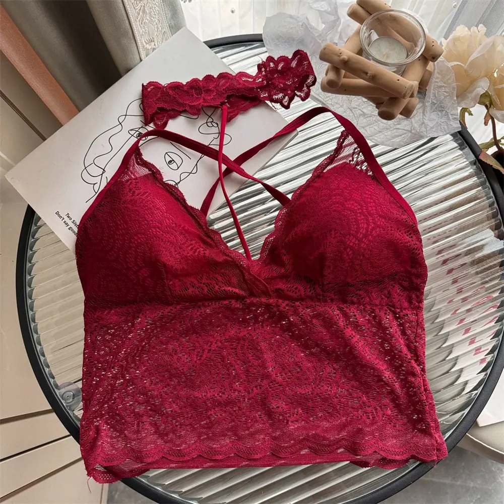 V-neck Sexy Women'S Thin Lace Beautiful Back Bra Women'S No Steel Ring Sling Strap Small Chest Gather Up Support Bra