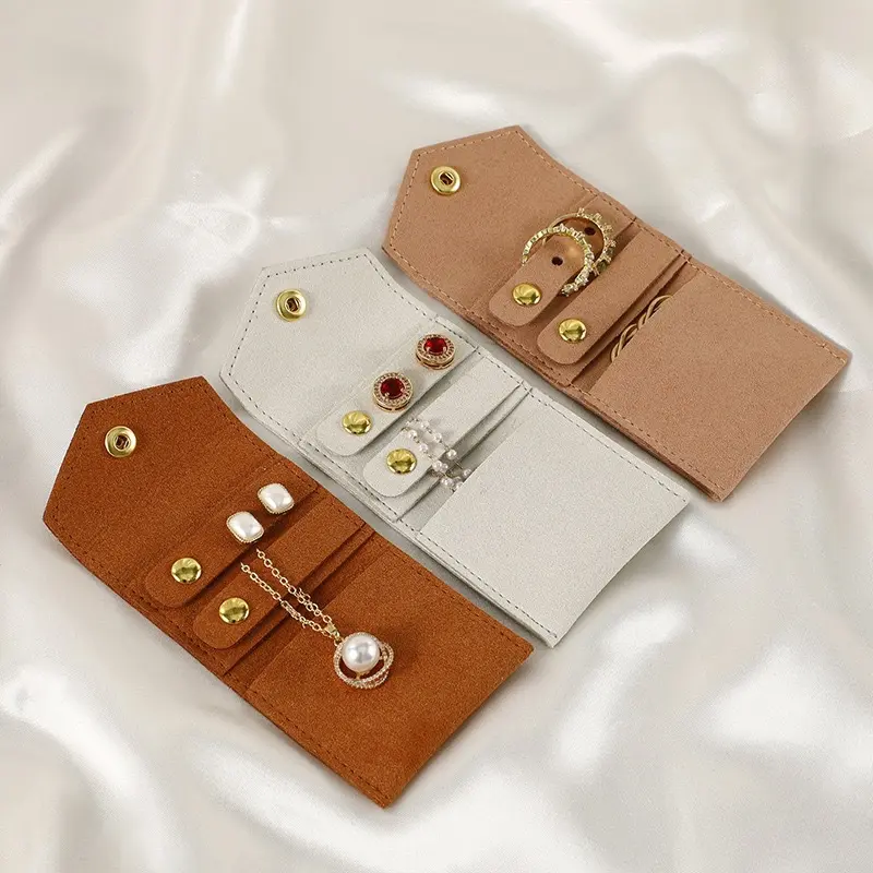 Portable Jewelry Organizer Roll Foldable Jewelry Case for Bracelet Ring Necklace Earrings Display Collection Pouch Storage Bag