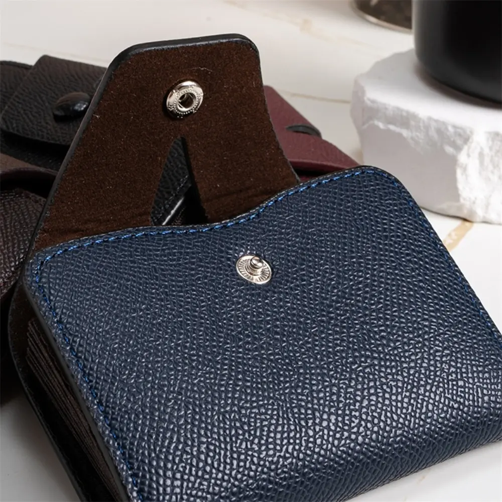 Coin ID Credit Card Bank Card Holder with Hasp Wallet cross grain PU Leather Slim Mini Money card case Wallet for Men