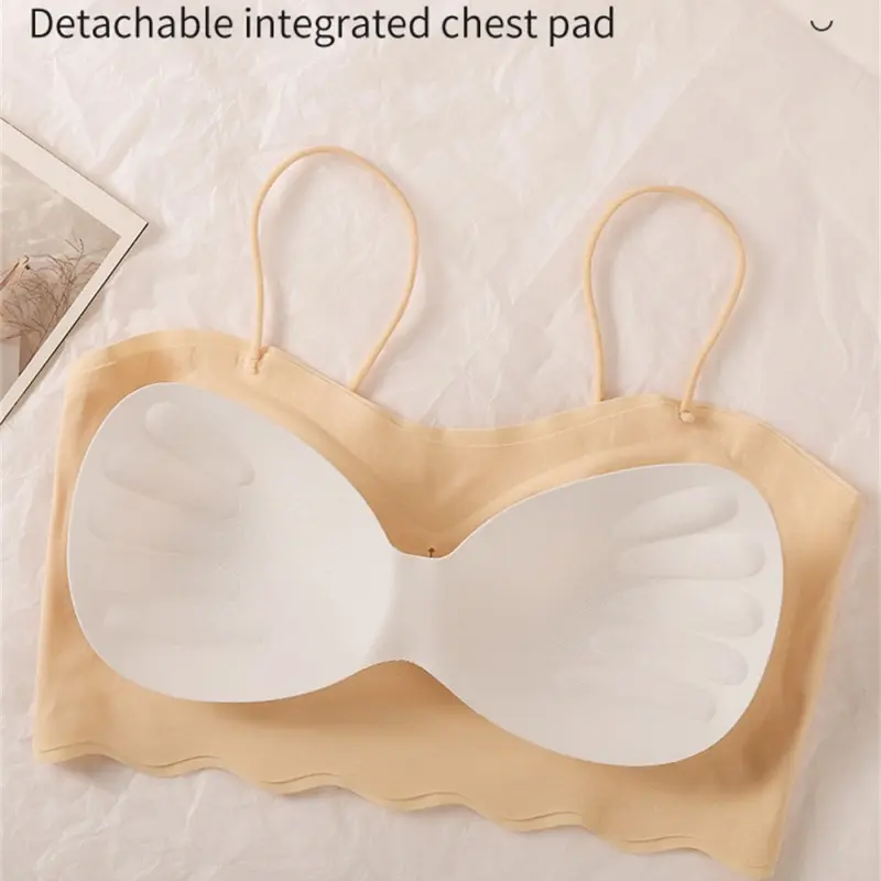 Women's Summer Thin Ice Silk Sexy Top Bra Backless Sports Underwear Comfort Suspenders Solid Color Sleeveless Lingerie Yoga Tops