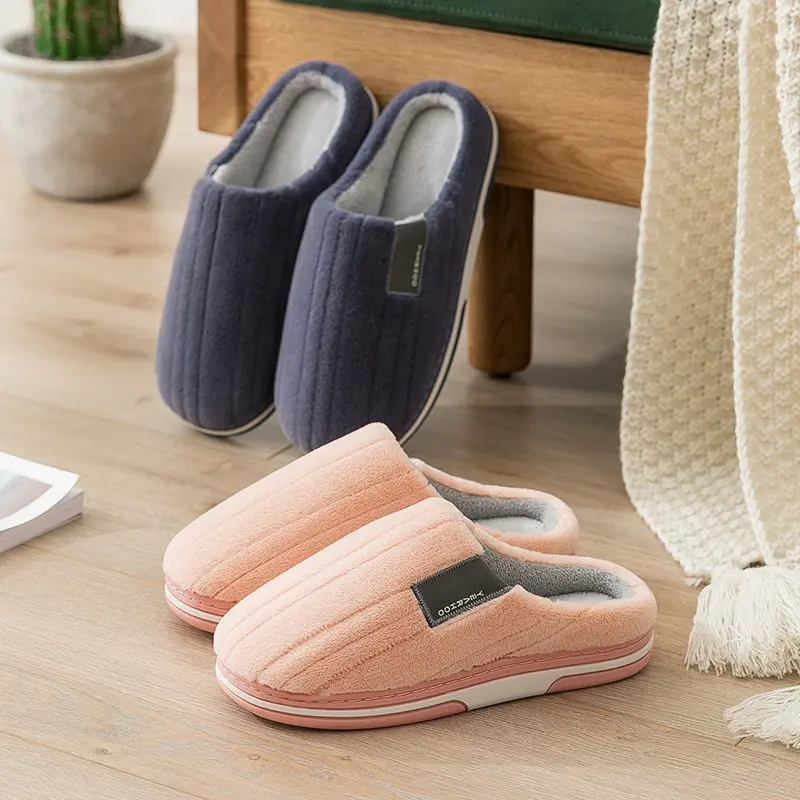 Fuzzy Slipper Women Thermal Winter Warm Fur Contton Plush Non Slip Grip Indoor Lazy Soft Female Floor House Shoe Flat Male Men