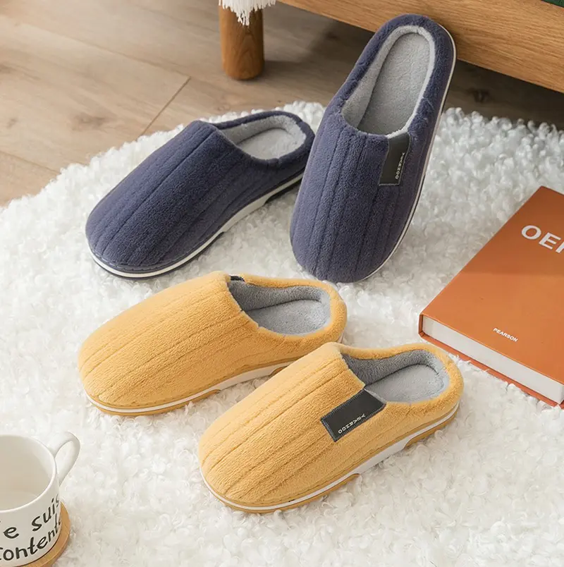 Fuzzy Slipper Women Thermal Winter Warm Fur Contton Plush Non Slip Grip Indoor Lazy Soft Female Floor House Shoe Flat Male Men