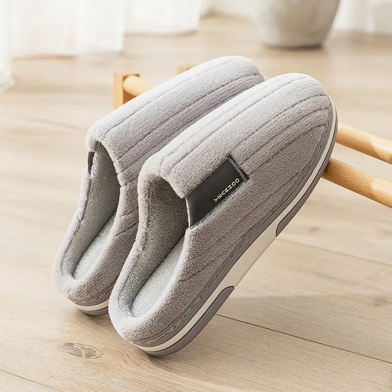 Fuzzy Slipper Women Thermal Winter Warm Fur Contton Plush Non Slip Grip Indoor Lazy Soft Female Floor House Shoe Flat Male Men