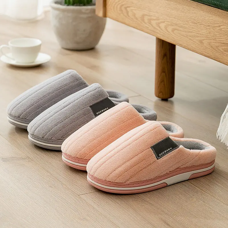 Fuzzy Slipper Women Thermal Winter Warm Fur Contton Plush Non Slip Grip Indoor Lazy Soft Female Floor House Shoe Flat Male Men