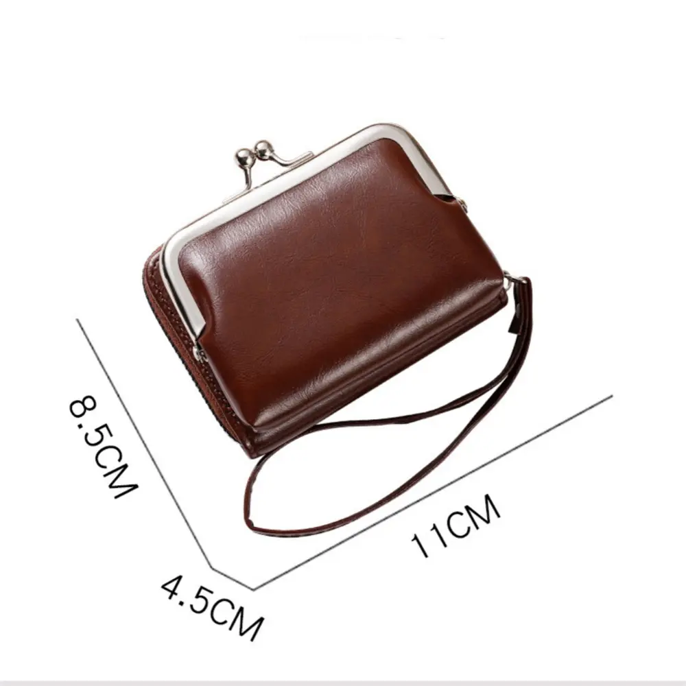 Women's Buckle Wallet Fashion Wrist Strap Short Coin Purse Retro Card Bags Large Capacity Multi Card Pocket Ladies Money Clip