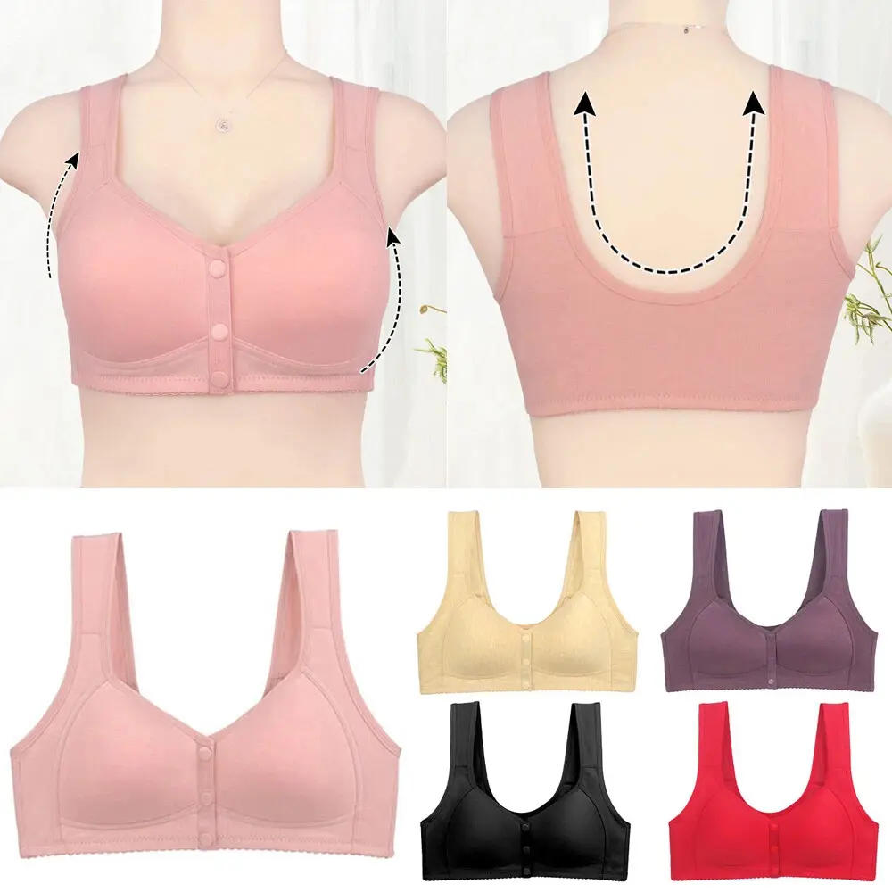 Women Wireless Cotton Front Closure Bra Push Up Full Coverage Bras Plus Size Soft Comfortable Breathable Underwear Intimates ﻿