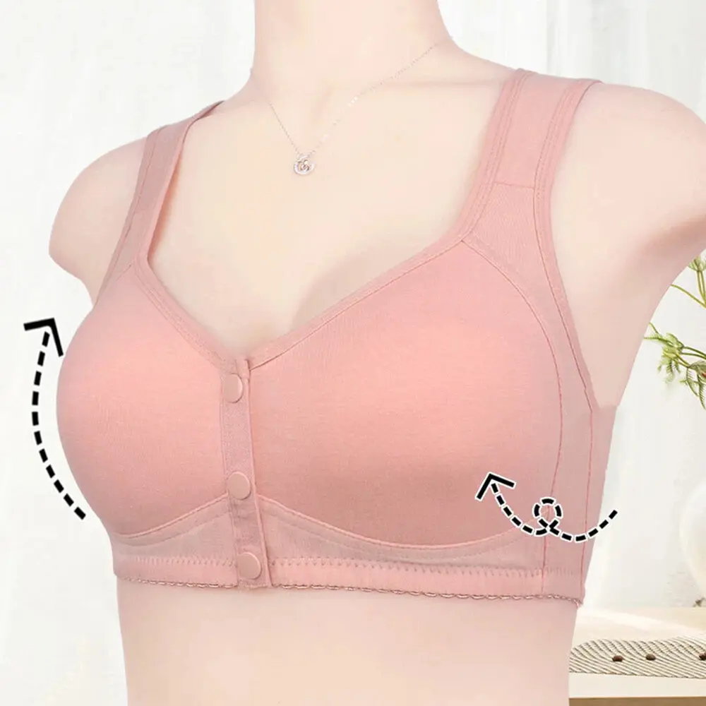 Women Wireless Cotton Front Closure Bra Push Up Full Coverage Bras Plus Size Soft Comfortable Breathable Underwear Intimates ﻿