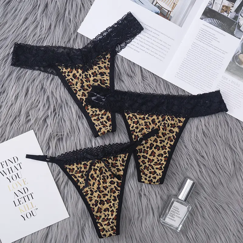 Leopard Print Women'S Thong Seamless Women'S Breathable Soft Panties Thin Belt G-String Panties