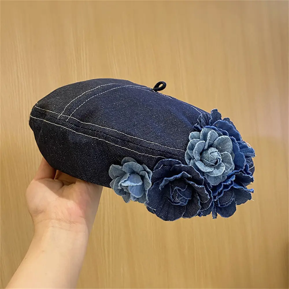 Denim Beret 100g Trendy Berets Color Contrast Trendy Autumn And Winter For Fashion Show Autumn Fashion Creative Dressing