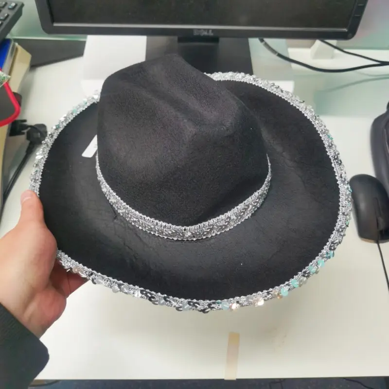 Sequin Cowboy Hat Sequined Curved Brim Jazz Hat Cowgirl Caps Vibrant Colors Bachelorette Party Hats For Stage Performances Hen