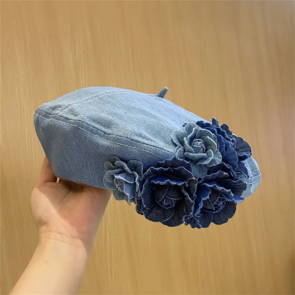 Denim Beret 100g Trendy Berets Color Contrast Trendy Autumn And Winter For Fashion Show Autumn Fashion Creative Dressing