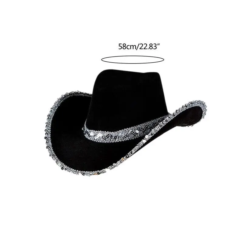 Sequin Cowboy Hat Sequined Curved Brim Jazz Hat Cowgirl Caps Vibrant Colors Bachelorette Party Hats For Stage Performances Hen