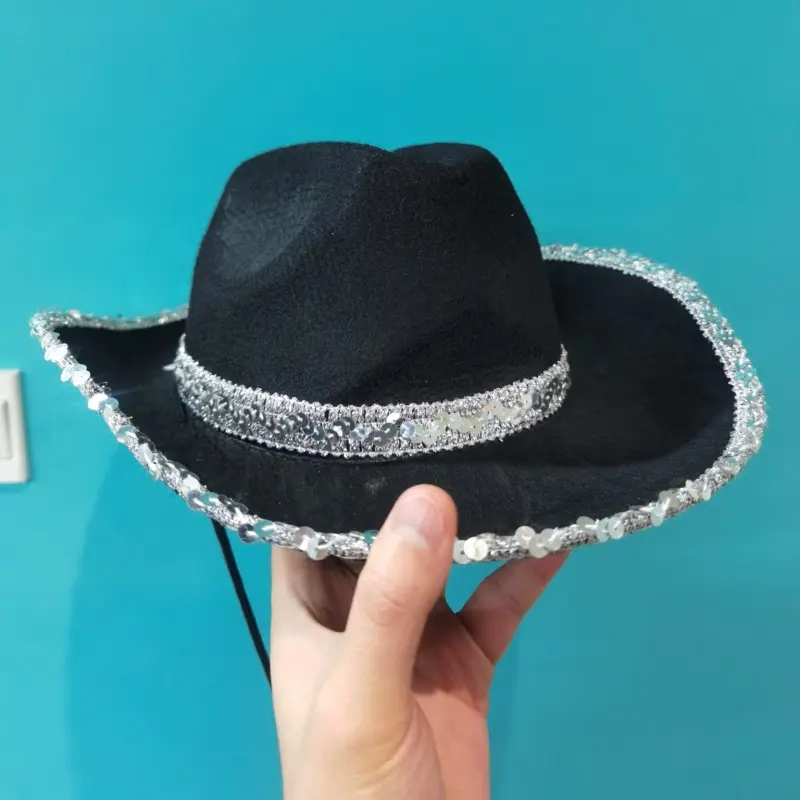 Sequin Cowboy Hat Sequined Curved Brim Jazz Hat Cowgirl Caps Vibrant Colors Bachelorette Party Hats For Stage Performances Hen