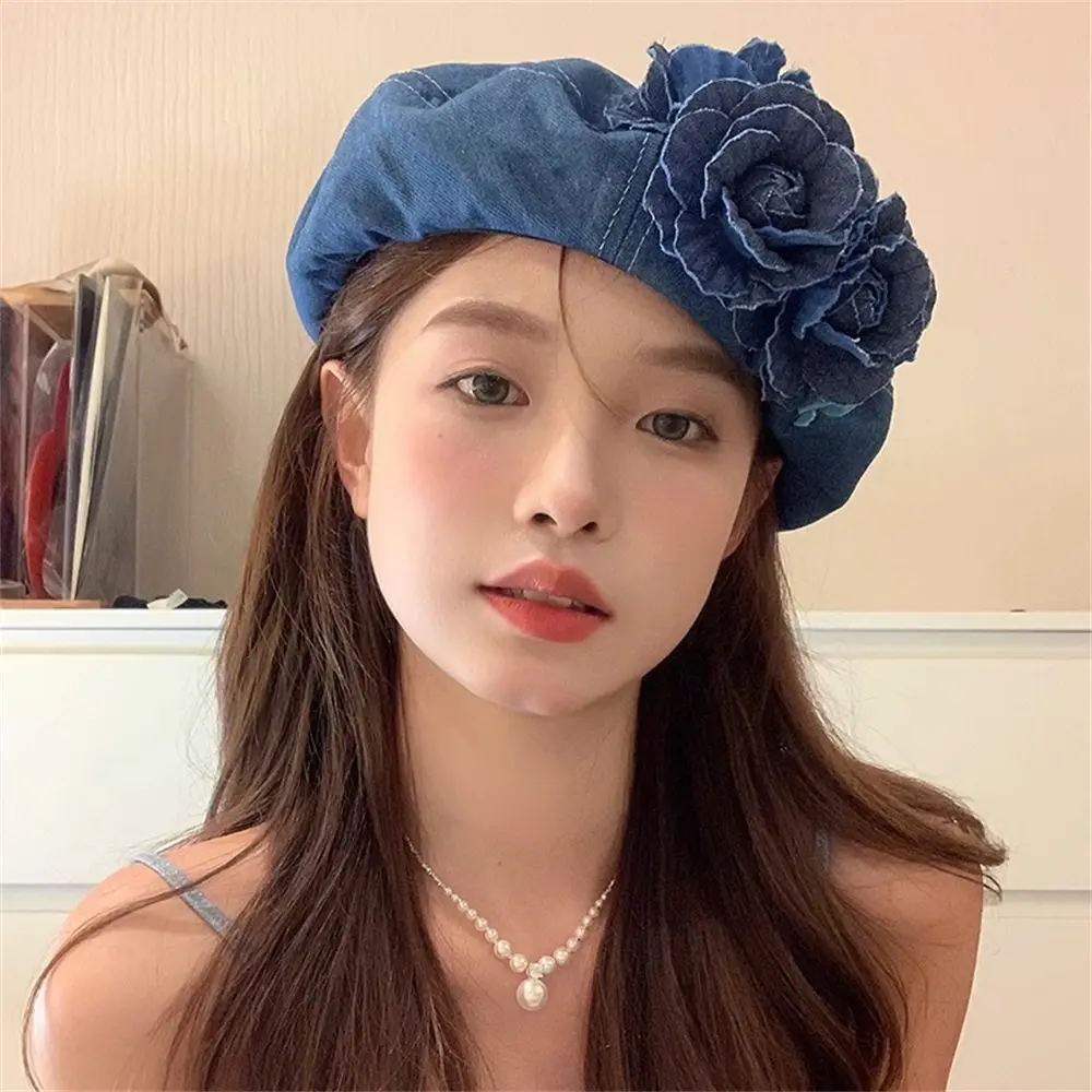 Denim Beret 100g Trendy Berets Color Contrast Trendy Autumn And Winter For Fashion Show Autumn Fashion Creative Dressing