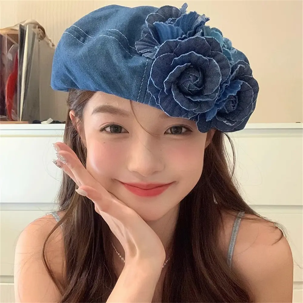 Denim Beret 100g Trendy Berets Color Contrast Trendy Autumn And Winter For Fashion Show Autumn Fashion Creative Dressing