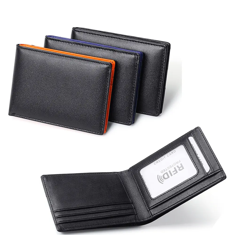 Slim Wallet Card Holder Business Wallet RFID Wallet Leather For Travel Gift Option Everyday Use