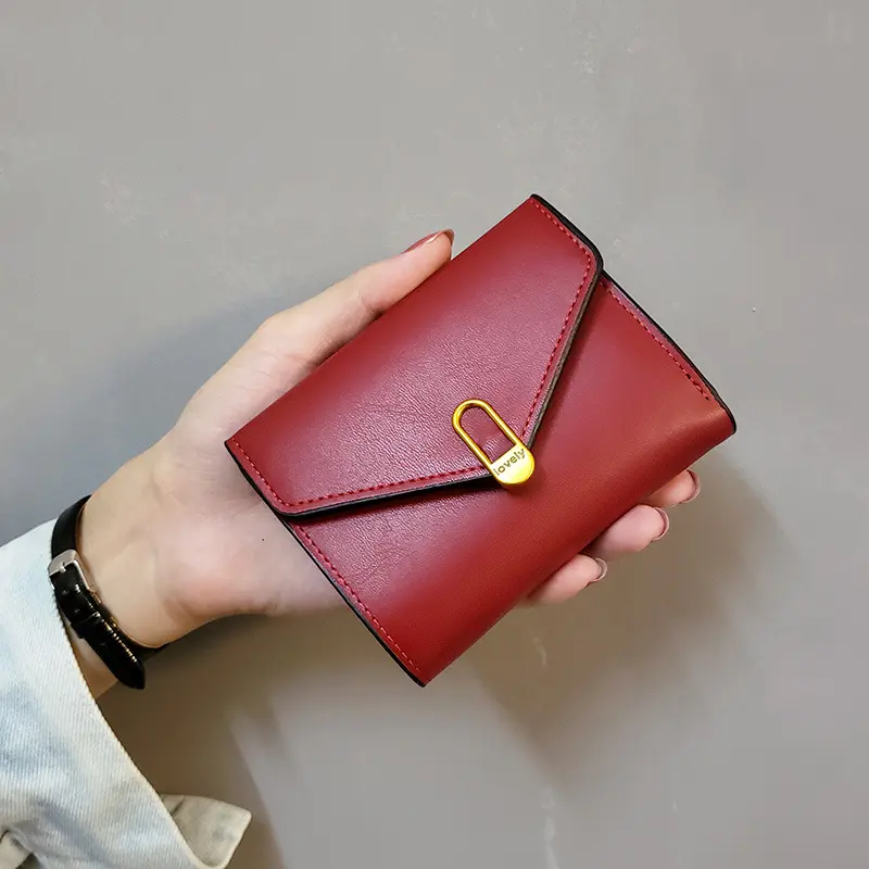 Purse Pu Leather Wallet Tri-Fold Wallet Small Coin Purse For Casual Everyday Female