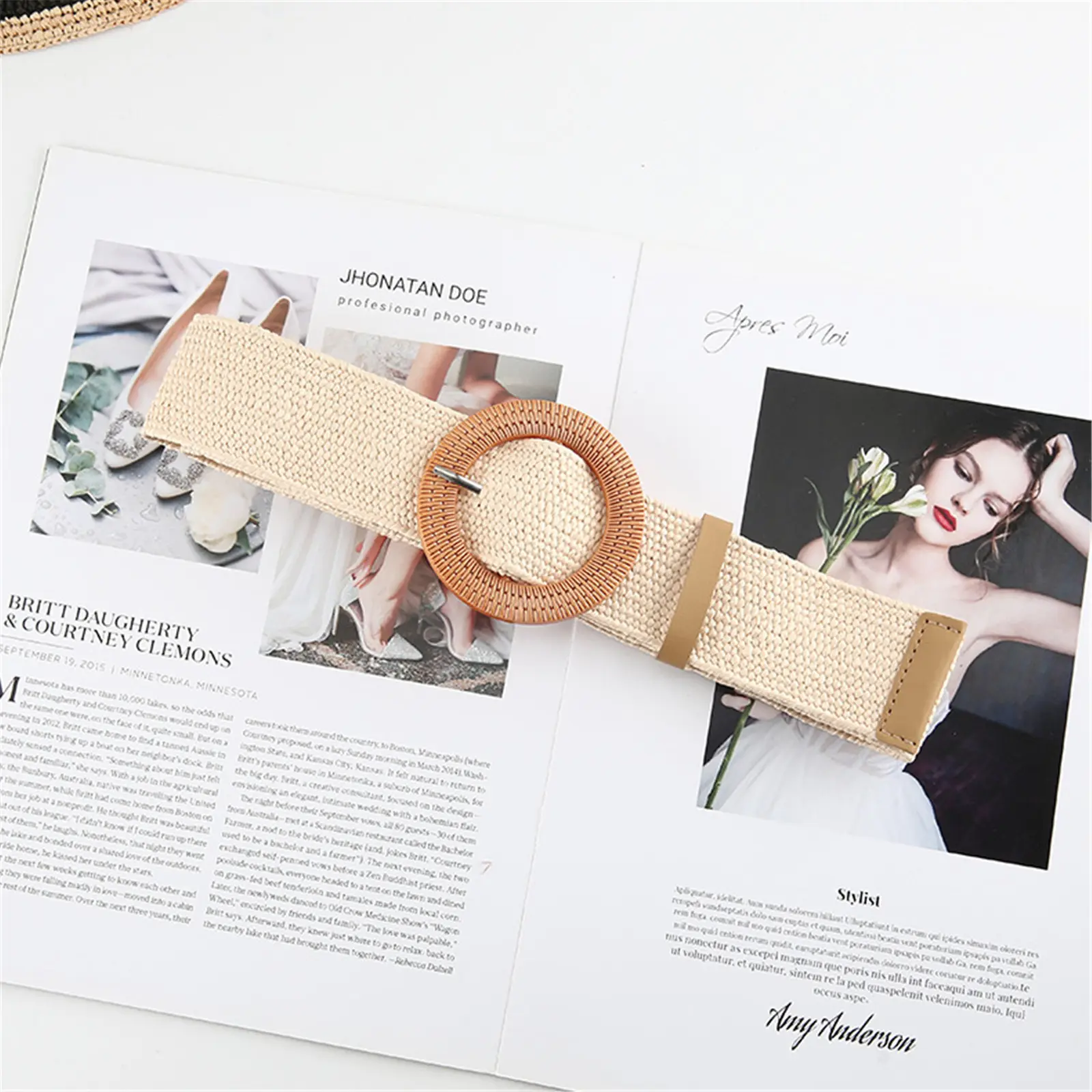 Raffia Belt Plastic Elastic Belt Women’S Belt For Casual Wear Daily Wear Summer Dress