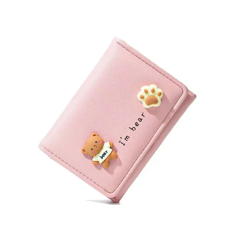 Korean Wallet Cute Short Wallet PU Leather Wallet 10.5*8*1.5cm Card Holder For Gift Item Daily Carry Fashion Enthusiasts