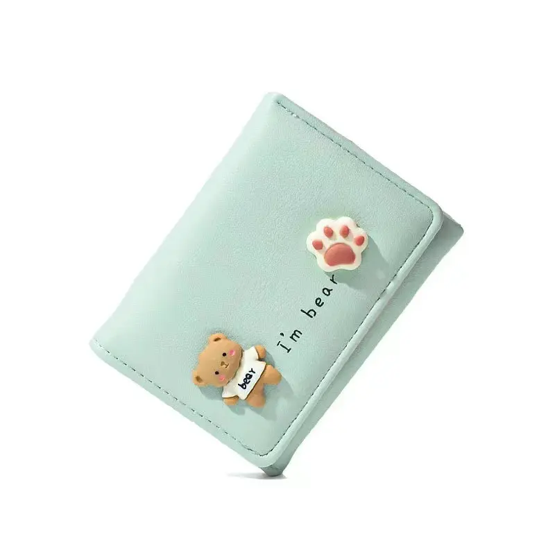 Korean Wallet Cute Short Wallet PU Leather Wallet 10.5*8*1.5cm Card Holder For Gift Item Daily Carry Fashion Enthusiasts