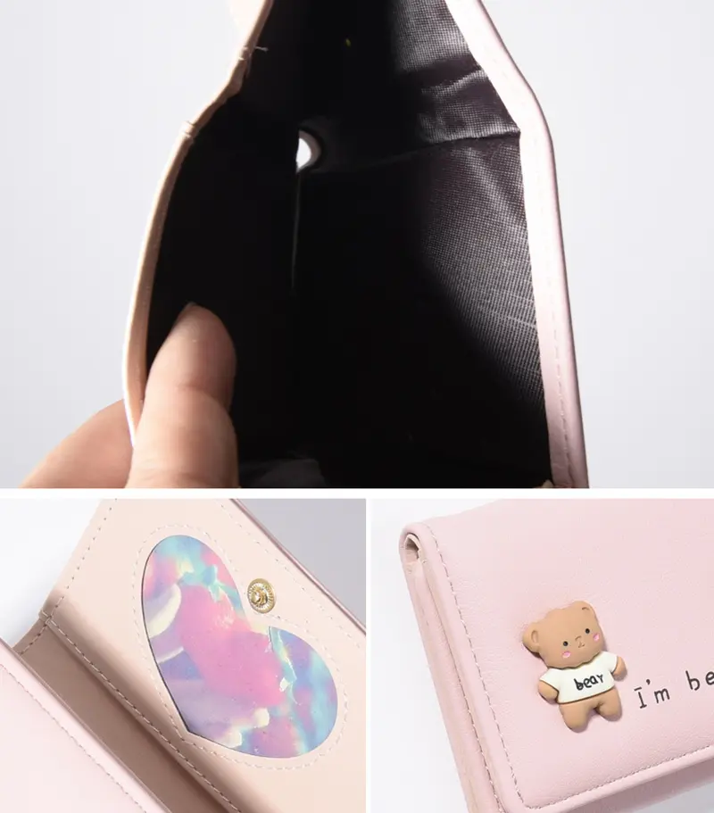 Korean Wallet Cute Short Wallet PU Leather Wallet 10.5*8*1.5cm Card Holder For Gift Item Daily Carry Fashion Enthusiasts