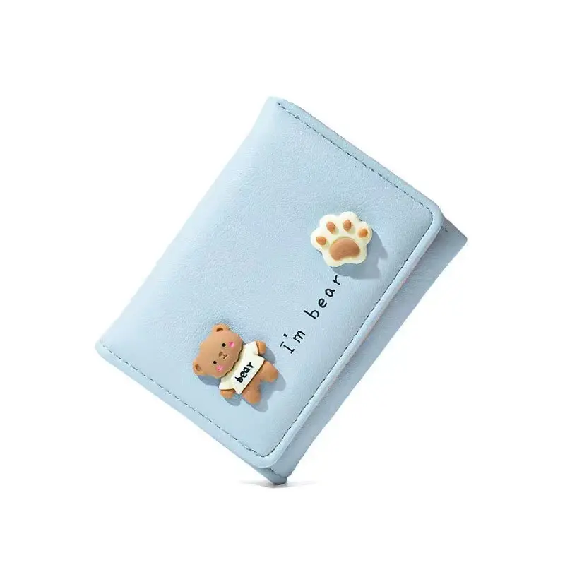 Korean Wallet Cute Short Wallet PU Leather Wallet 10.5*8*1.5cm Card Holder For Gift Item Daily Carry Fashion Enthusiasts