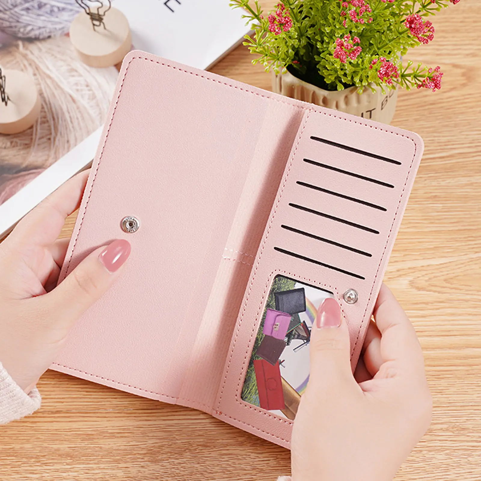 Women's Wallet PU Card Holder Coin Purse Thin Wallet For Shopping Gift Casual