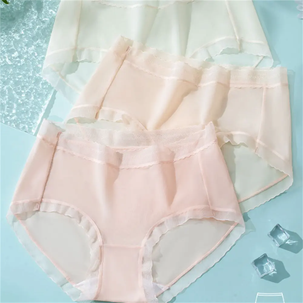 Cool Ice Silk Women's Underwear Mulberry Silk 10A Antibacterial Inner Crotch Comfortable Lightweight Breathable Triangle Pants