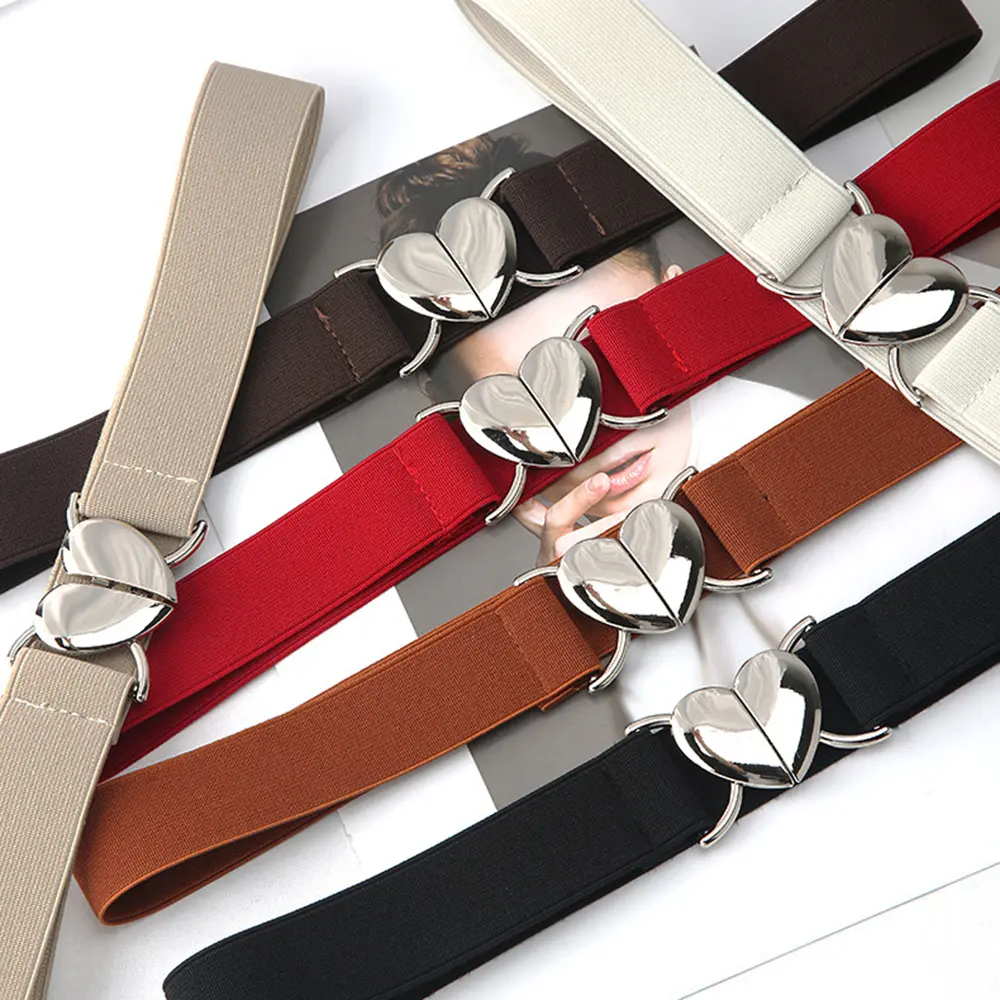 Elastic Thin Belt Elastic Metal Buckle Belt Cummerbund Thin Waistband For Daily Wear Coat Decoration Party Outfits