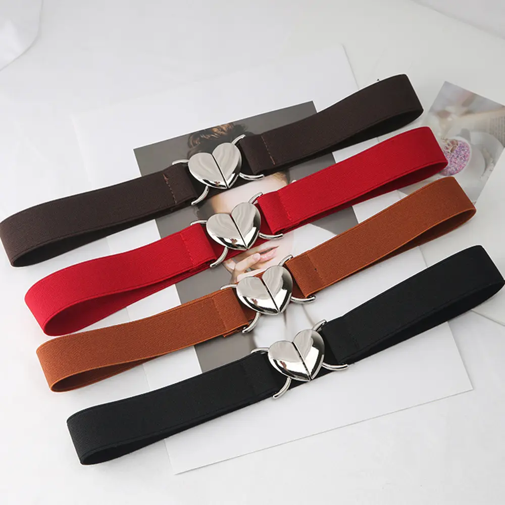 Elastic Thin Belt Elastic Metal Buckle Belt Cummerbund Thin Waistband For Daily Wear Coat Decoration Party Outfits