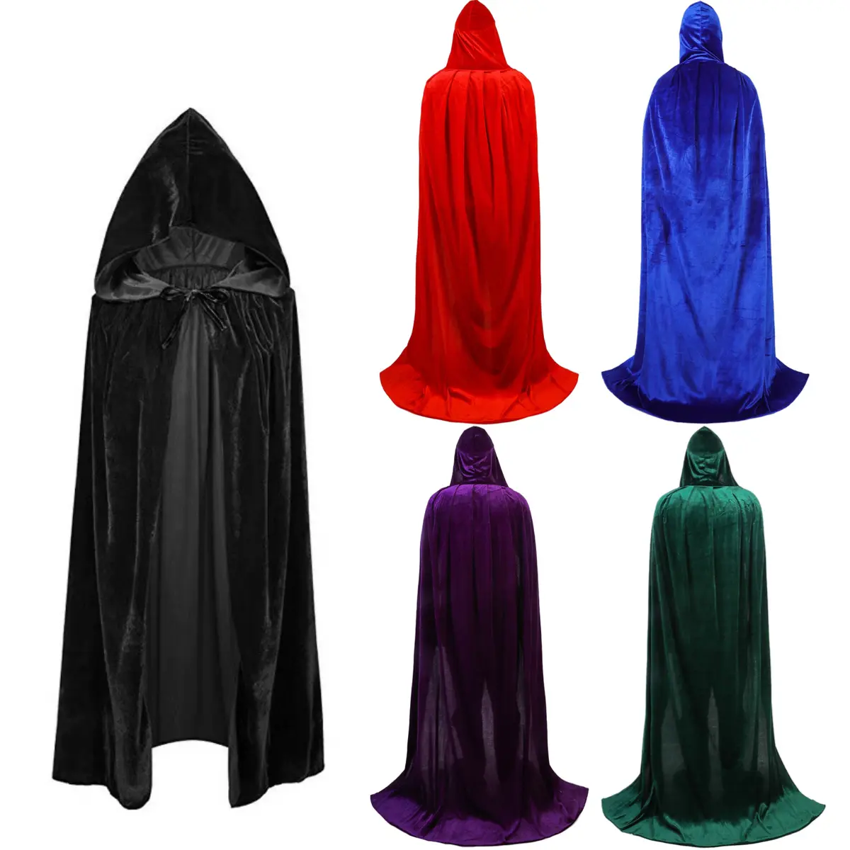 Cloak Hooded Halloween Vampire Robe Long Robe With Hood Velvet Velvet Hooded Cloak For Cosplay Event Vampire-Themed Event