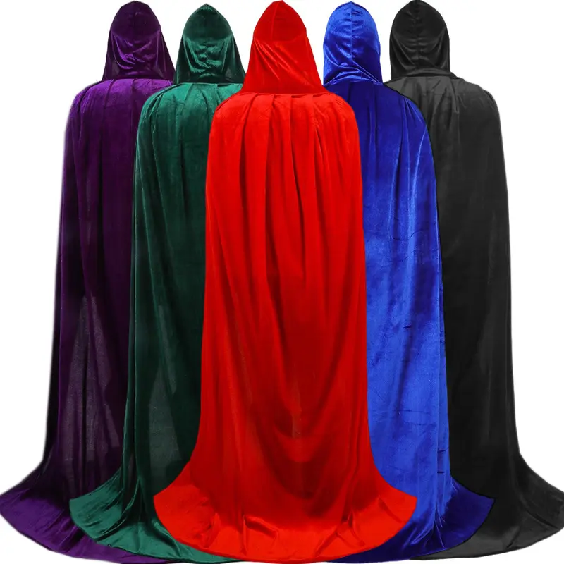 Cloak Hooded Halloween Vampire Robe Long Robe With Hood Velvet Velvet Hooded Cloak For Cosplay Event Vampire-Themed Event